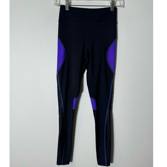 NWT Alala Black & Purple Exercise Ankle Leggings Sz XS - Picture 1 of 3